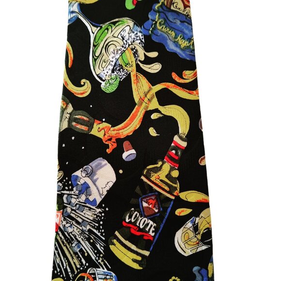 Vintage 1992 Nicole Miller Silk Tie Seagram's Liquor Print Bottles Cocktails - Picture 4 of 7